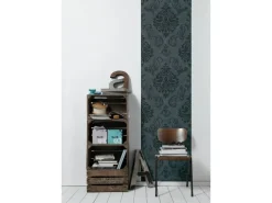 Bricoflor Barock Tapeten Panel anthrazit Tapete Selbstklebend Ideal für Schlafzimmer und Wohnzimmer Vintage Vliestapete mit Ornament als Wandpaneel