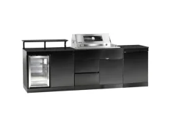 Buschbeck Outdoorküche Brighton aus Schwarzer Edelstahl mit Marmor-Platte