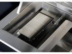 Buschbeck Outdoorküche Brighton aus Schwarzer Edelstahl mit Marmor-Platte