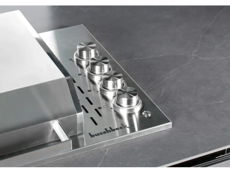 Buschbeck Outdoorküche Derby aus Keramikverkleidung Weiß inkl. Wetterschutzhülle