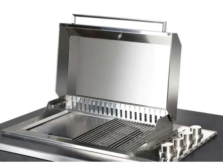 Buschbeck Outdoorküche Derby aus Keramikverkleidung Weiß inkl. Wetterschutzhülle