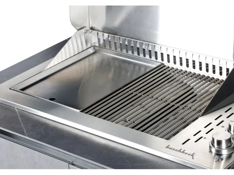 Buschbeck Outdoorküche Derby aus Keramikverkleidung Weiß inkl. Wetterschutzhülle