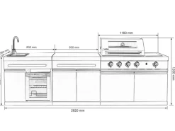 Buschbeck Outdoorküche King Range 112 cm x 282 cm x 58 cm Schwarz
