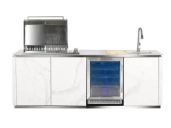 Buschbeck Outdoorküche Sheffield Keramikverkleidung Grau inkl. Wetterschutzhülle