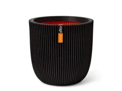 Capi Übertopf "Kugel Groove NL" elegant Schwarz 35 x 34 cm