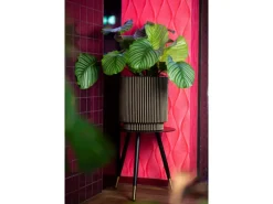 Capi Pflanzgefäß Zylinder Groove Ø 43,5 cm x 46 cm Gold-Schwarz