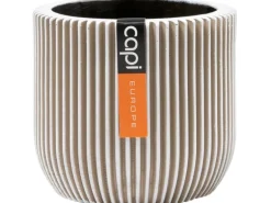 Capi Pflanztopf Groove Kugel Oval Elfenbein 24 cm x 21 cm