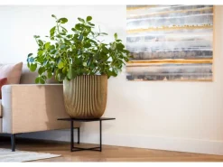 Capi Pflanztopf Kugel Groove Ø 43 cm x 41 cm Gold-Schwarz