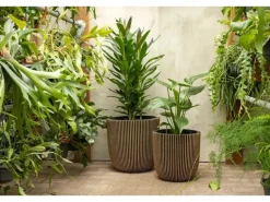 Capi Pflanztopf Kugel Groove Ø 43 cm x 41 cm Gold-Schwarz