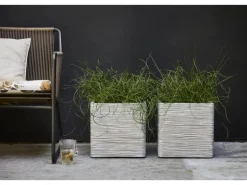 Capi Pflanztopf Nature Rib Quadrat Riffel 40 cm x 40 cm x 40 cm Elfenbein