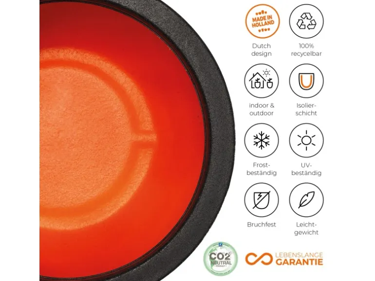 Capi Pflanztopf Nature Rib Kugel Riffel Ø 54 cm x 52 cm Schwarz