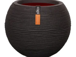 Capi Pflanztopf Nature Rib Kugel niedrig Riffel Ø 40 cm x 32 cm Schwarz