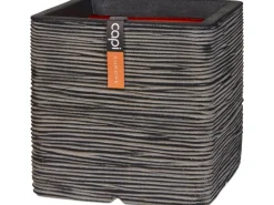 Capi Pflanztopf Nature Rib Quadrat Riffel 30 cm x 30 cm x 30 cm Anthrazit