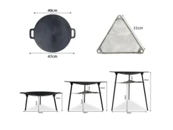 CCLIFE BBQ Grillpfanne Koreanische aus Gusseisen Runde Grillplatte Durchmesser 40cm