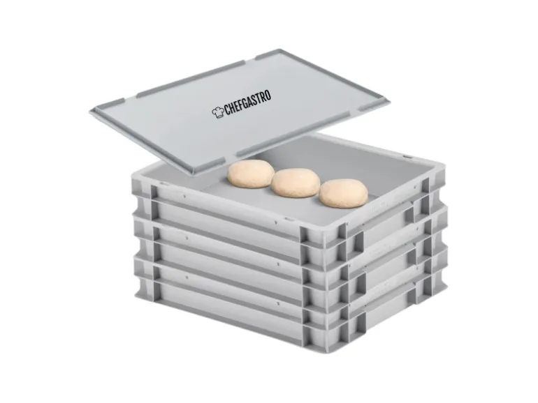 CHEFGASTRO SuperSparSet 3 x Pizzaballenbox Mit 1 x Deckel HxBxT 8,5 x 30 x 40 cm 9 Liter Teigwanne Für Pizzateig Sstapelbare Pizzabox