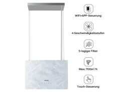 CIARRA Dunstabzugshaube A+++ 700 m³/h WIFI APP & Touch-Bedienung Inselhaube VM4850W