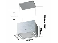 CIARRA Dunstabzugshaube A+++ 700 m³/h WIFI APP & Touch-Bedienung Inselhaube VM4850W