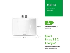 Clage Kleindurchlauferhitzer MBH3 Hydraulisch 3,5 kW
