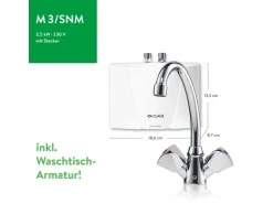Clage Kleindurchlauferhitzer M3/SNM inkl. Armatur Hydraulisch 3,5 kW
