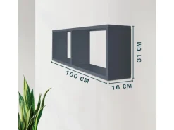 Coemo TRAUMMÖBEL Wandregal COMPACT aus Holz mit 2 Fächern in Anthrazit