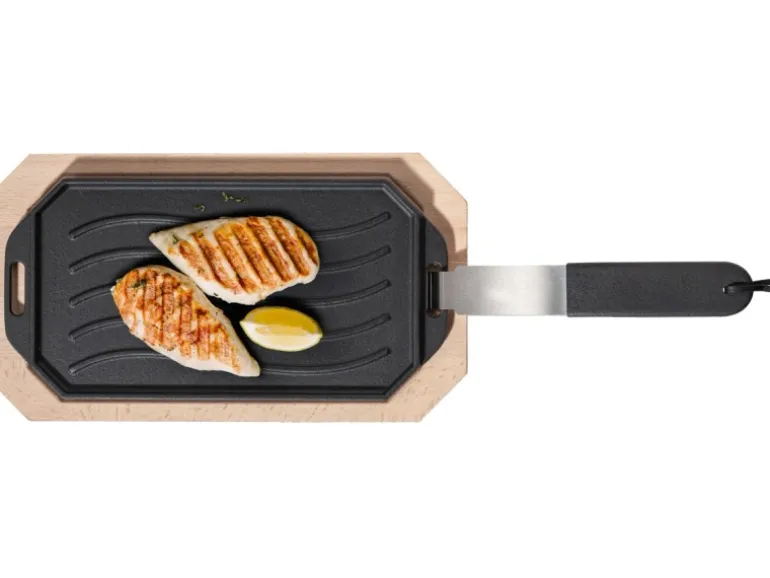 Cozze Gusseisenpfanne Wendbar mit Untersetzer 33 cm x 16,5 cm