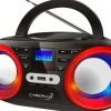 Cyberlux CL-810 CD-Player mit LED-Discolichter CD/MP3/USB Radio Schwarz/Rot