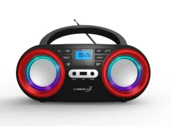 Cyberlux CL-810 CD-Player mit LED-Discolichter CD/MP3/USB Radio Schwarz/Rot