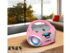 Cyberlux CL-910 CD-Player mit LED-Discolichter CD/MP3/USB Radio Pink