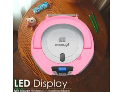 Cyberlux CL-910 CD-Player mit LED-Discolichter CD/MP3/USB Radio Pink