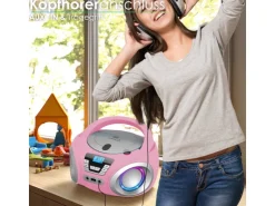 Cyberlux CL-910 CD-Player mit LED-Discolichter CD/MP3/USB Radio Pink