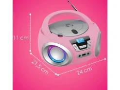 Cyberlux CL-910 CD-Player mit LED-Discolichter CD/MP3/USB Radio Pink