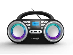 Cyberlux CL-800 CD-Player mit LED-Discolichter CD/MP3/USB Radio Schwarz/Silber