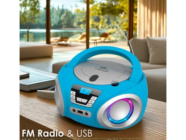 Cyberlux CL-900 CD-Player mit LED-Discolichter CD/MP3/USB Radio Blau