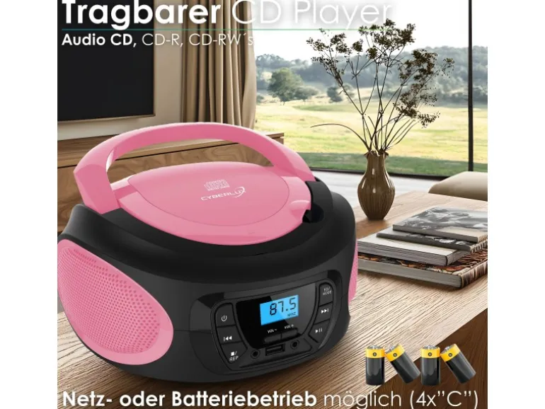 Cyberlux CL-620 CD-Player Tragbar CD/MP3/USB Radio Pink