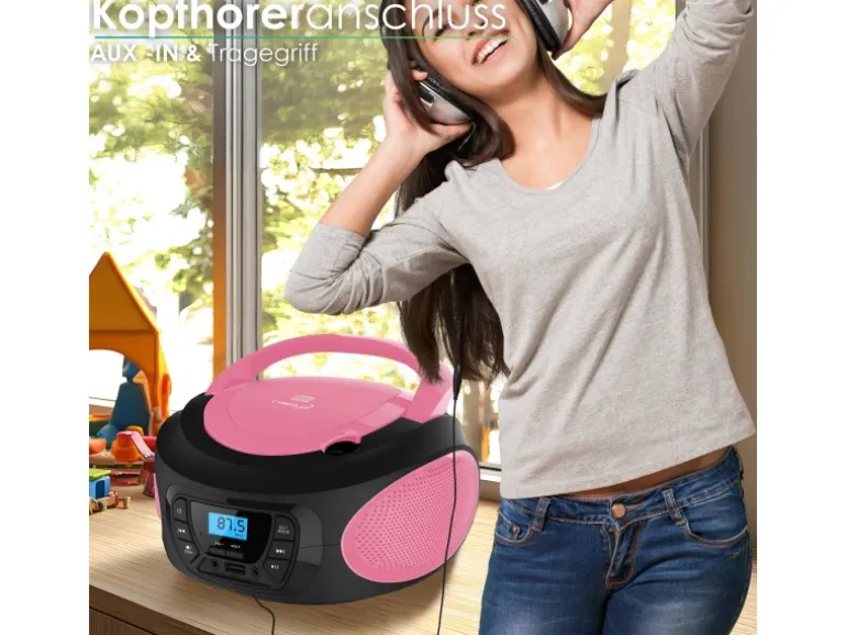 Cyberlux CL-620 CD-Player Tragbar CD/MP3/USB Radio Pink