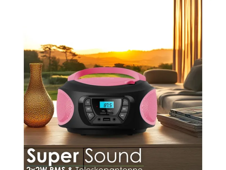 Cyberlux CL-620 CD-Player Tragbar CD/MP3/USB Radio Pink