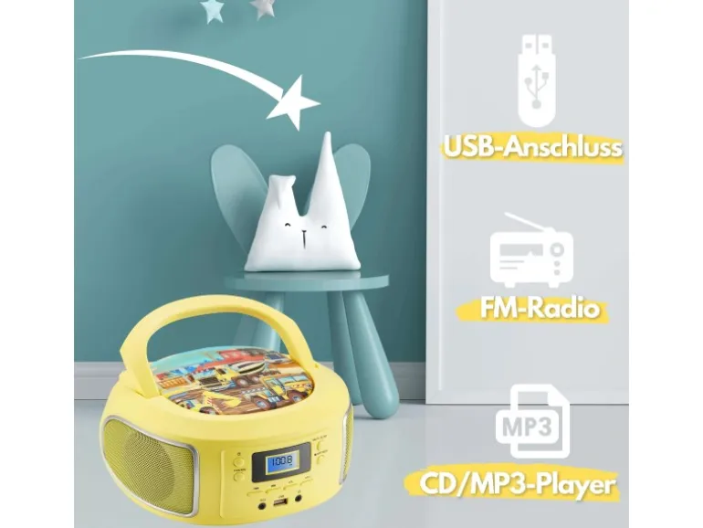 Cyberlux CL-950 Kinder CD-Player Tragbar CD/MP3/USB Radio Gelb