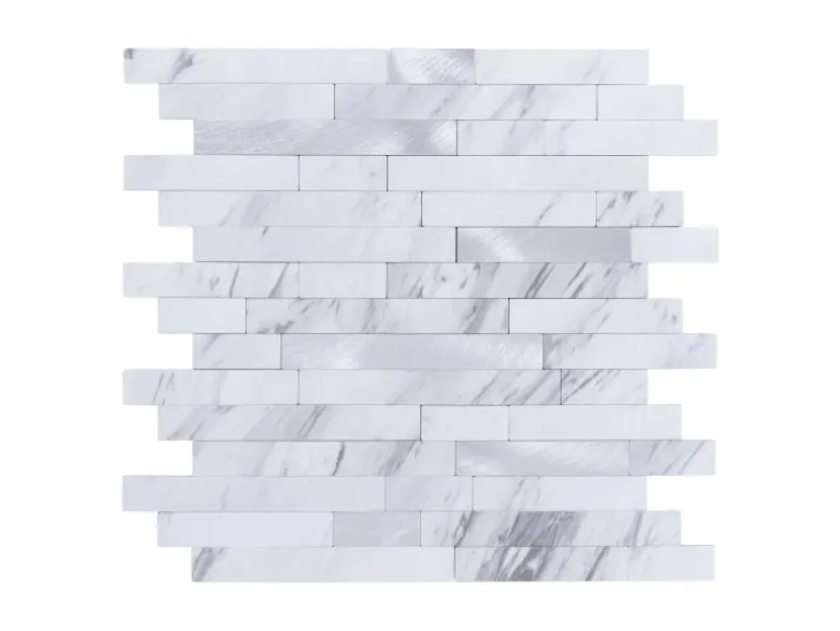 Dalsys Selbstklebende Fliesen 1m² 11 Stück Stäbe Weiß Silber