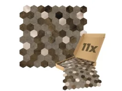 Dalsys Selbstklebende Fliesen 0,88m² 11 Stück Hexagon Braun Mix Gold