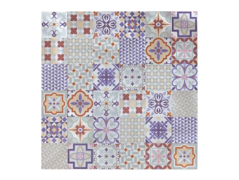Dalsys Selbstklebende Fliesen 1m² 11 Stück Bunte Ornamente Faro