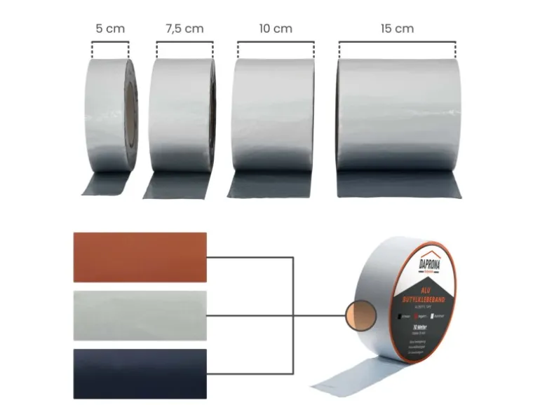 Daprona Butylband 10m x 50mm Alu Silber Reperaturband Dichtband