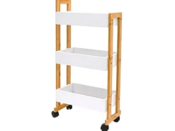 DuneDesign Bambus Küchen-Nischenregal auf Rollen 38 x 20 x 80 cm