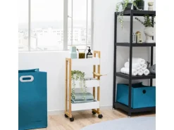 DuneDesign Bambus Küchen-Nischenregal auf Rollen 38 x 20 x 80 cm