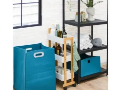 DuneDesign Bambus Küchen-Nischenregal auf Rollen 38 x 20 x 80 cm