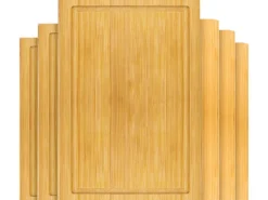 DuneDesign 6er Set Frühstücksbrettchen 22 x 15 cm aus Bambus Eckig