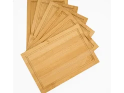 DuneDesign 6er Set Frühstücksbrettchen 22 x 15 cm aus Bambus Eckig