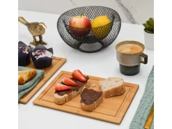 DuneDesign 6er Set Frühstücksbrettchen 22 x 15 cm aus Bambus Eckig