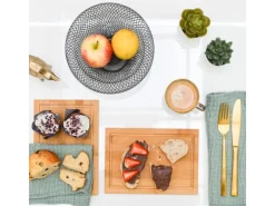 DuneDesign 6er Set Frühstücksbrettchen 22 x 15 cm aus Bambus Eckig