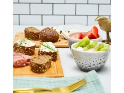 DuneDesign 6er Set Frühstücksbrettchen 22 x 15 cm aus Bambus Eckig