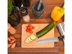 DuneDesign 3er Set Schneidebrett aus Bambus 33 x 22 cm mit Saftrille